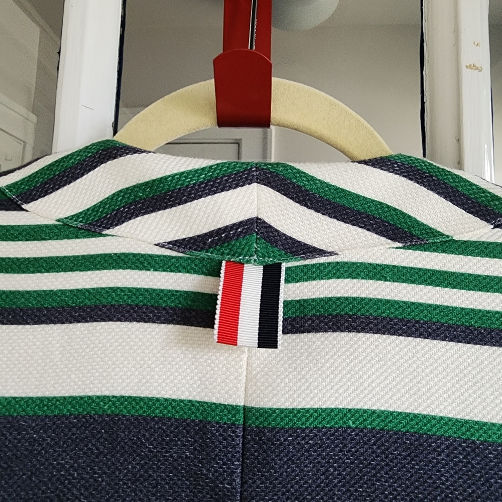 Thom Browne Stripe Green and Navy Blazer, Sz 3 - Picture 11 of 16